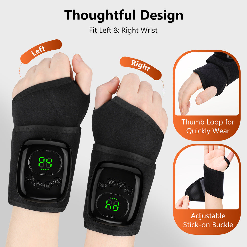 Pair of airbag wrist massagers for left and right wrists, with thumb loop and adjustable buckle