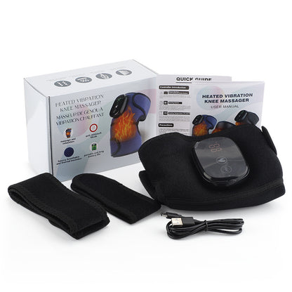 Heated knee massager with two extension belts, USB cable and box