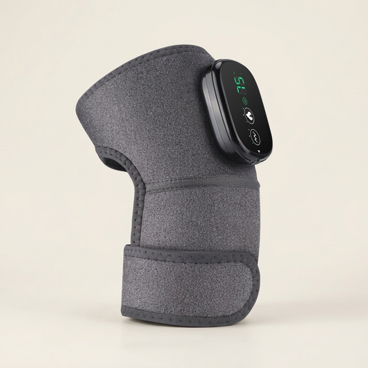 Grey cordless heated knee massager with digital control unit