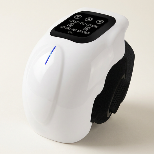 White cordless red light knee massager with touch control panel